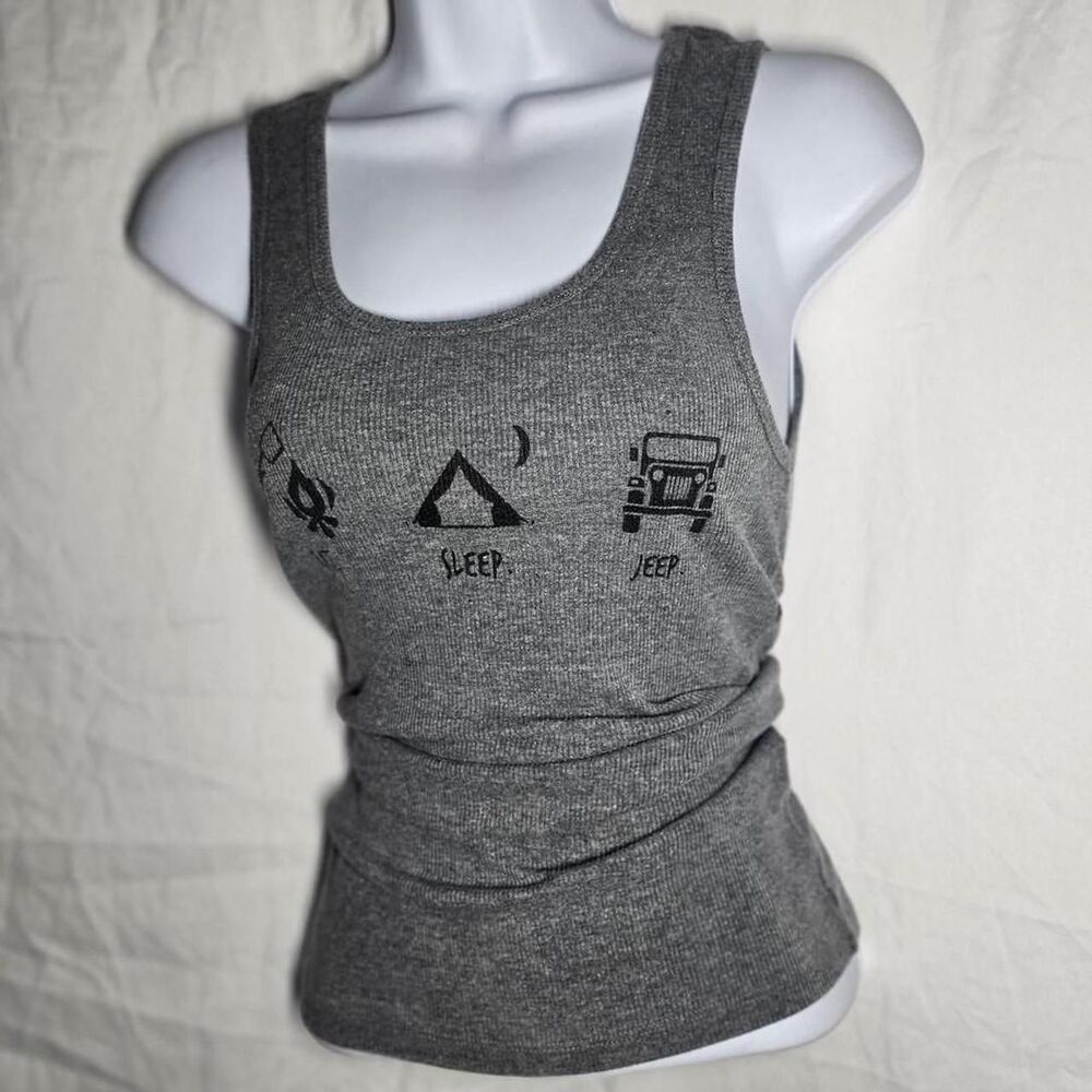 grey eat sleep jeep y2k 2000s ribbed tank top